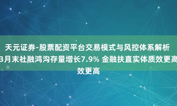 天元证券-股票配资平台交易模式与风控体系解析 3月末社融鸿沟存量增长7.9% 金融扶直实体质效更高