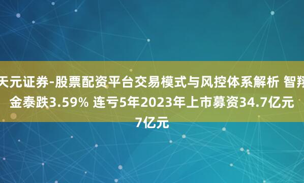 天元证券-股票配资平台交易模式与风控体系解析 智翔金泰跌3.59% 连亏5年2023年上市募资34.7亿元