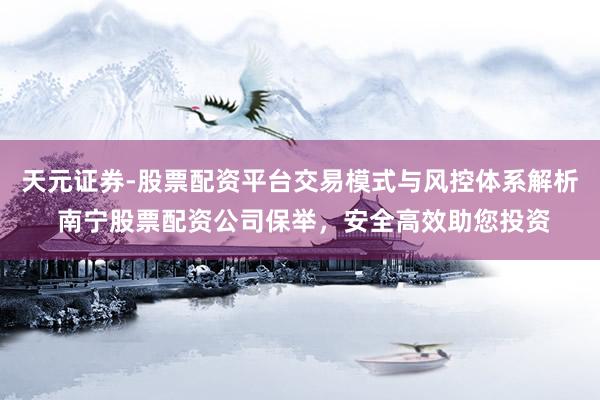 天元证券-股票配资平台交易模式与风控体系解析 南宁股票配资公司保举，安全高效助您投资