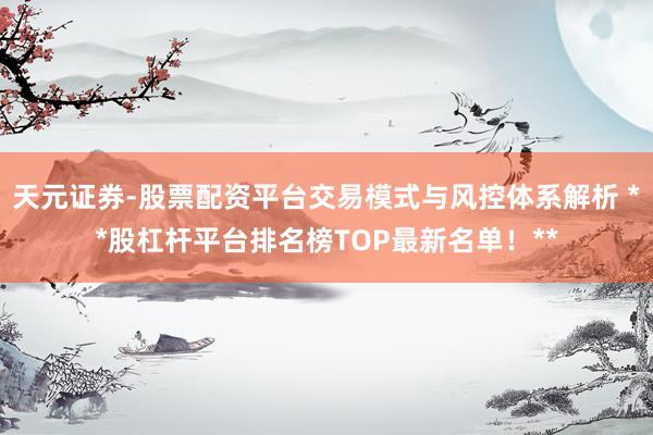 天元证券-股票配资平台交易模式与风控体系解析 **股杠杆平台排名榜TOP最新名单！**
